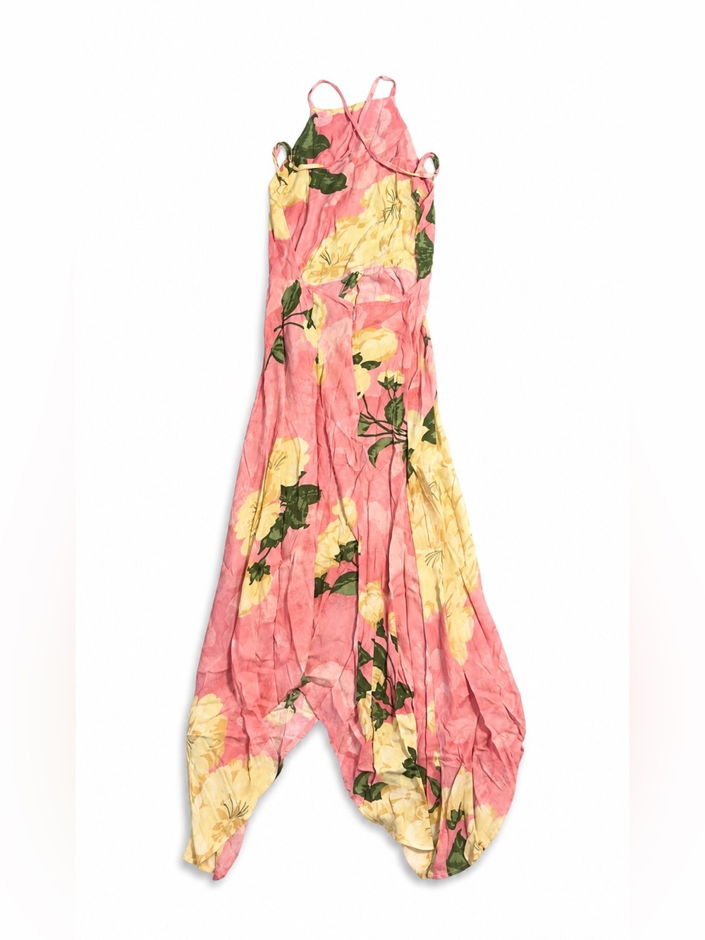 Reformation Waverly Pink Floral Midi Dress Asymmetrical Hem Halter Resort - Picture 4 of 5